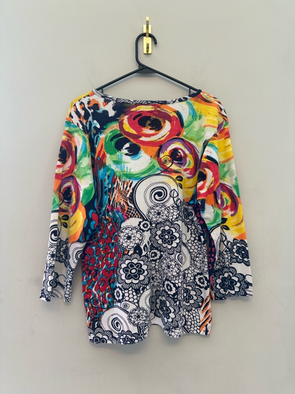 Vintage Y2K Era Mirror Image Colorful Abstract Artwork Button-Front Cardigan XL - Picture 6 of 7